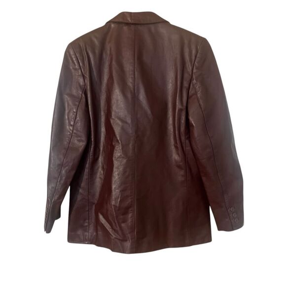 Etienne Aigner Old Money Oxblood 1980s Vintage Leather Jacket With Logo Hardware - Picture 3 of 10